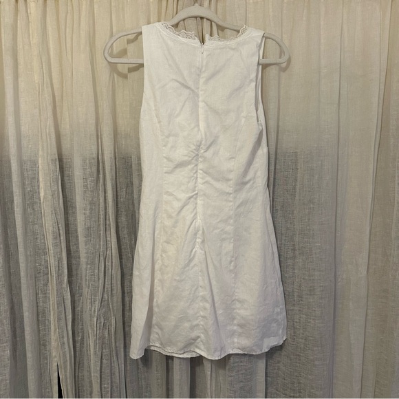 Reformation reia linen white dress with lace and bow detail size 2 - Picture 10 of 16